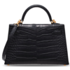 Hermès Kelly Sellier Mini II Black Matte Crocodile Alligator GHW