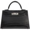 Hermès Kelly Sellier Mini II Black Matte Crocodile Alligator GHW