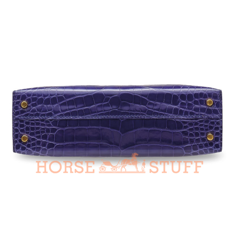 Hermès Kelly Sellier Mini II Blue Encre Lisse Crocodile Alligator GHW