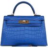 Hermès Kelly Sellier Mini II Blue Royal Matte Crocodile Alligator GHW