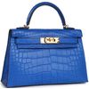 Hermès Kelly Sellier Mini II Blue Royal Matte Crocodile Alligator GHW