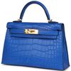 Hermès Kelly Sellier Mini II Blue Royal Matte Crocodile Alligator GHW