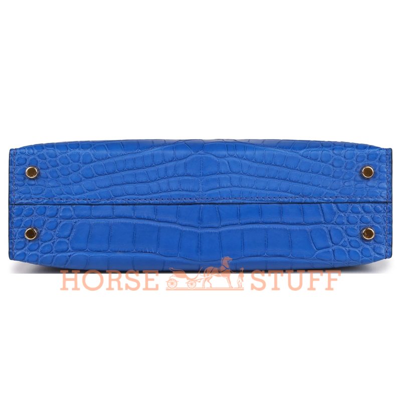 Hermès Kelly Sellier Mini II Blue Royal Matte Crocodile Alligator GHW