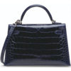 Hermès Kelly Sellier Mini II Blue Sapphire Lisse Crocodile Alligator PHW