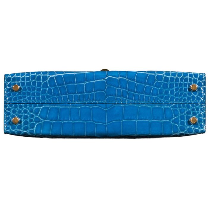 Hermes kelly Mini Ii Blue Baltique shiny alligator GHW – Ruelamode