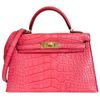 Hermès Kelly Sellier Mini II Bougainvillea Matte Crocodile Alligator GHW