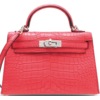 Hermès Kelly Sellier Mini II Bougainvillea Matte Crocodile Alligator PHW