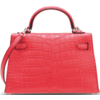 Hermès Kelly Sellier Mini II Bougainvillea Matte Crocodile Alligator PHW