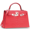 Hermès Kelly Sellier Mini II Bougainvillea Matte Crocodile Alligator PHW