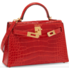 Hermès Kelly Sellier Mini II Braise Lisse Crocodile Alligator GHW