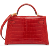 Hermès Kelly Sellier Mini II Braise Lisse Crocodile Alligator GHW