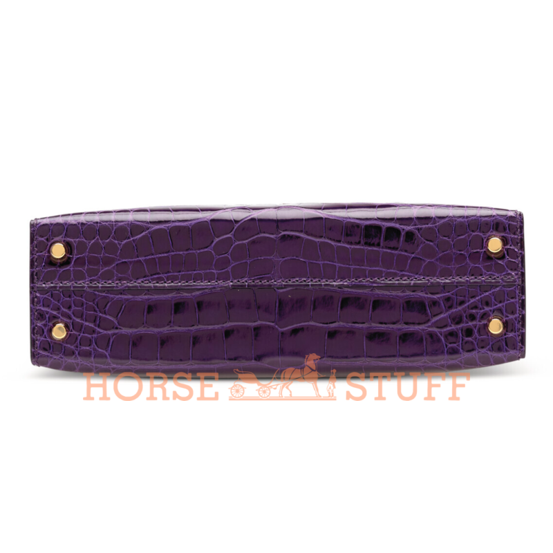 Hermès Kelly Sellier Mini II Cassis Lisse Crocodile Alligator GHW