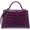 Hermès Kelly Sellier Mini II Cassis Lisse Crocodile Alligator PHW