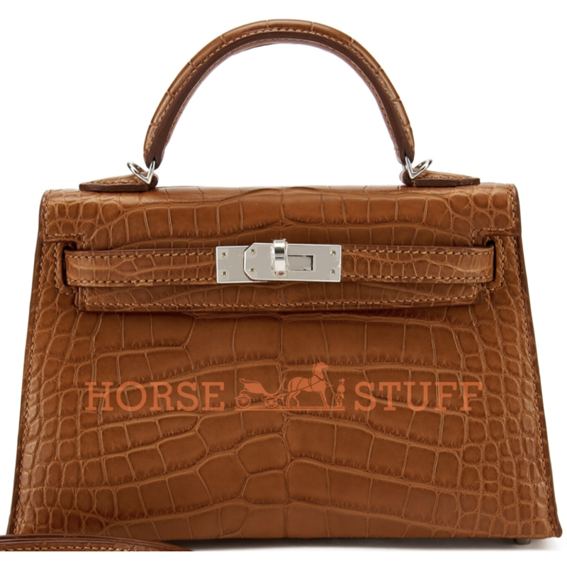 Hermès Kelly Sellier Mini II Blue Marine Lisse Crocodile Alligator GHW