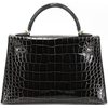 Hermès Kelly Sellier Mini II Graphite Shiny Crocodile Alligator Permabrass