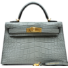 Hermès Kelly Sellier Mini II Gris Ciment Matte Crocodile Alligator GHW