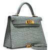 Hermès Kelly Sellier Mini II Gris Ciment Matte Crocodile Alligator GHW