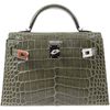 Hermès Kelly Sellier Mini II Gris Tourterelle Lisse Crocodile Alligator PHW