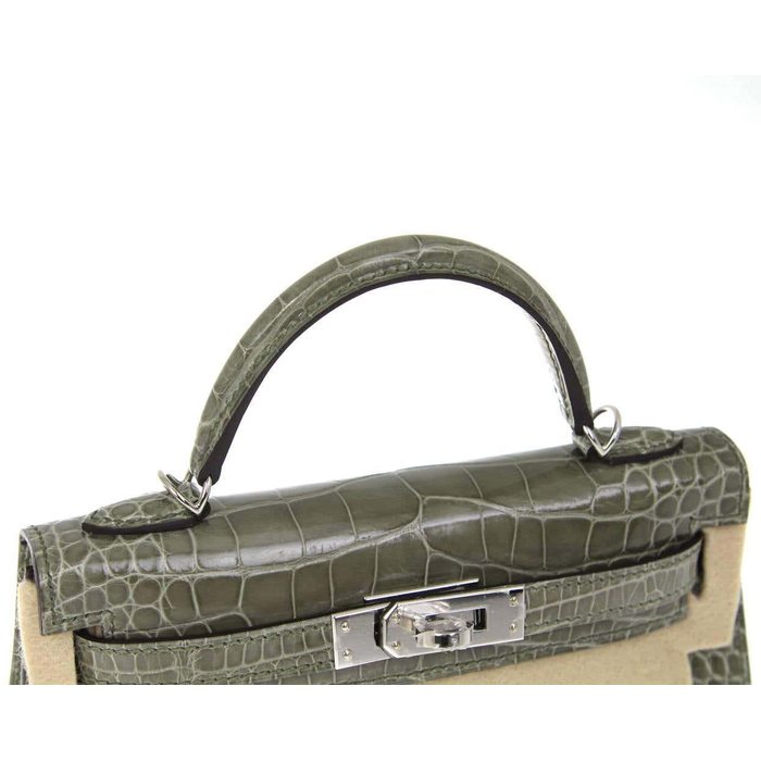 Hermès Kelly Sellier Mini II Geranium Lisse Crocodile Alligator GHW from  100% authentic materials!
