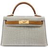 Hermès Kelly Sellier Mini II Special Order HSS Gris Perle / Kraft Matte Crocodile Alligator GHW