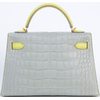 Hermès Kelly Sellier Mini II Special Order HSS Gris Perle / Lime Matte Crocodile Alligator GHW
