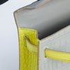 Hermès Kelly Sellier Mini II Special Order HSS Gris Perle / Lime Matte Crocodile Alligator GHW