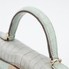 Hermès Kelly Sellier Mini II Special Order HSS Gris Perle / Vert d'Eau Matte Crocodile Alligator Permabrass