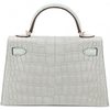 Hermès Kelly Sellier Mini II Special Order HSS Gris Perle / Vert d'Eau Matte Crocodile Alligator Permabrass