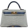 Hermès Kelly Sellier Mini II Special Order HSS Gris Perle / Blue de Malte Matte Crocodile Alligator GHW