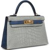 Hermès Kelly Sellier Mini II Special Order HSS Gris Perle / Blue de Malte Matte Crocodile Alligator GHW