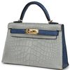 Hermès Kelly Sellier Mini II Special Order HSS Gris Perle / Blue de Malte Matte Crocodile Alligator GHW