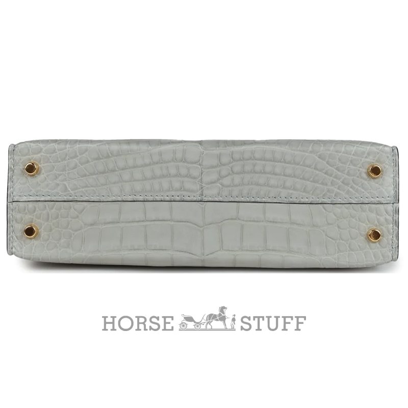 Hermès Kelly Sellier Mini II Special Order HSS Gris Perle / Blue de Malte Matte Crocodile Alligator GHW