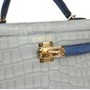 Hermès Kelly Sellier Mini II Special Order HSS Gris Perle / Blue de Malte Matte Crocodile Alligator GHW