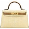 Hermès Kelly Sellier Mini II Special Order HSS Vanilla / Kraft Matte Crocodile Alligator GHW