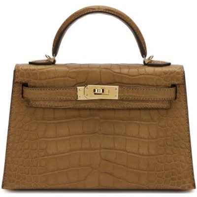 Hermès Kelly Sellier Mini II Kraft Matte Crocodile Alligator GHW