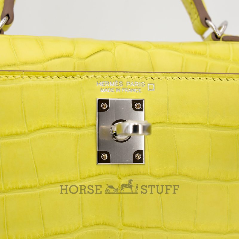 Hermès Kelly Sellier Mini II Lime Matte Crocodile Alligator PHW