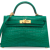 Hermès Kelly Sellier Mini II Malachite Matte Crocodile Alligator GHW