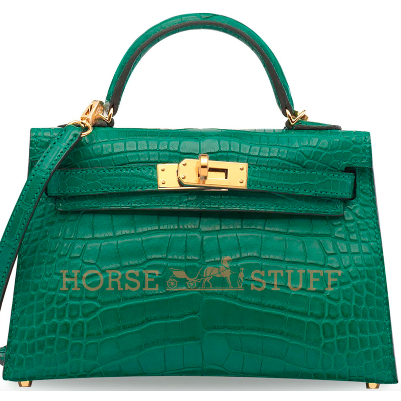 Hermès Kelly Sellier Mini II Malachite Matte Crocodile Alligator GHW