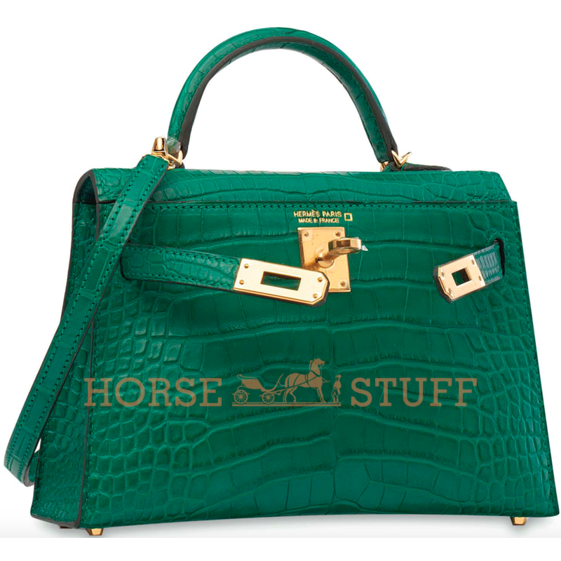 Hermès Kelly Sellier Mini II Malachite Matte Crocodile Alligator GHW