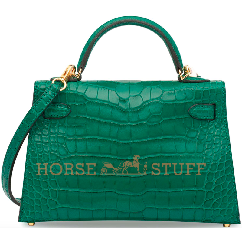 Hermès Kelly Sellier Mini II Malachite Matte Crocodile Alligator GHW