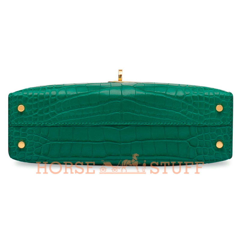 Hermès Kelly Sellier Mini II Malachite Matte Crocodile Alligator GHW