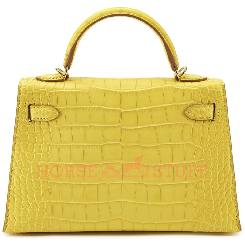 Hermès Kelly Sellier Mini II Mimosa Matte Crocodile Alligator GHW