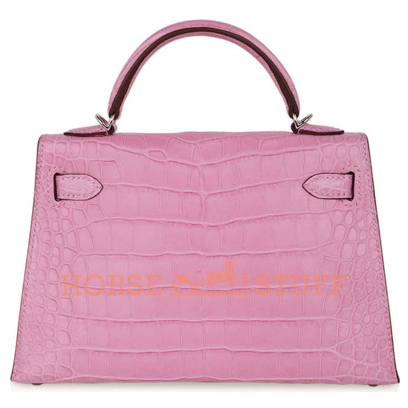 Hermès Kelly Sellier Mini II Pink Bubblegum Matte Crocodile Alligator PHW