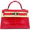 Hermès Kelly Sellier Mini II Rose Extreme Lisse Crocodile Alligator PHW