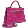 Hermès Kelly Sellier Mini II Rose Scheherazade Lisse Crocodile Alligator Permabrass