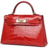 Hermès Kelly Sellier Mini II Rouge de Coeur Lisse Crocodile Alligator GHW