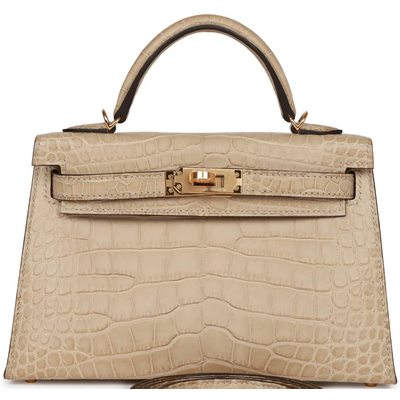 Hermès Kelly Sellier Mini II Trench Matte Crocodile Alligator GHW