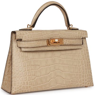 Hermès Kelly Sellier Mini II Trench Matte Crocodile Alligator GHW