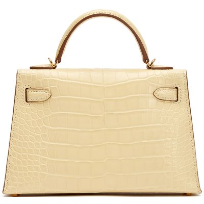Hermès Kelly Sellier Mini II Vanilla Matte Crocodile Alligator GHW