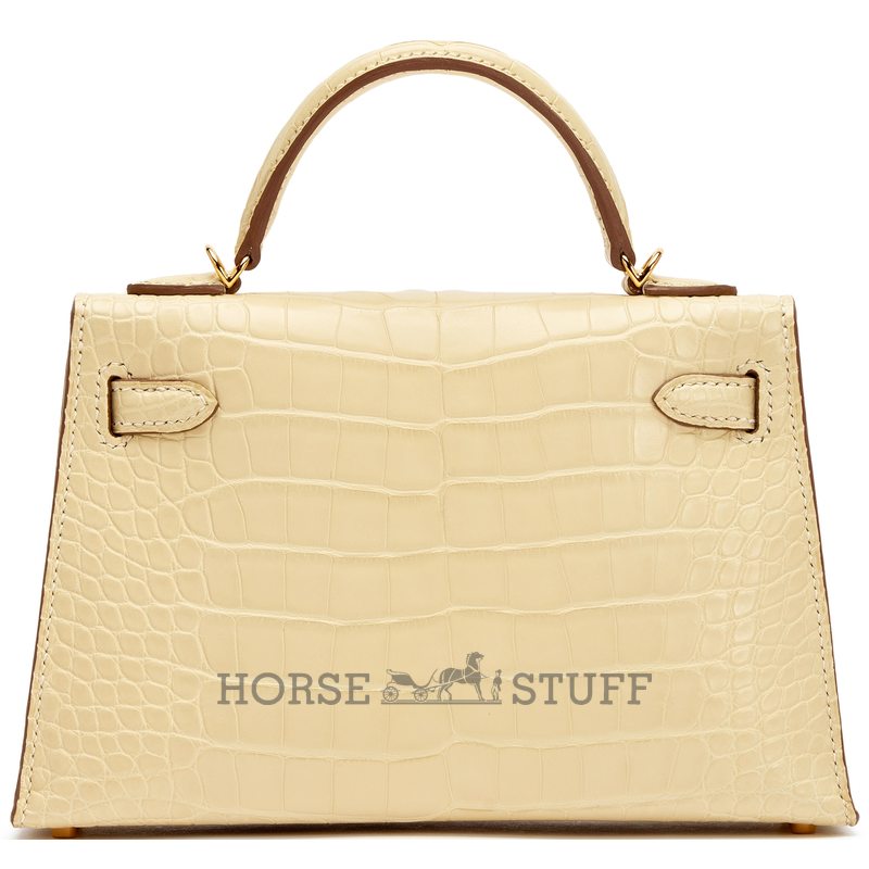 Hermès Kelly Sellier Mini II Vanilla Matte Crocodile Alligator GHW